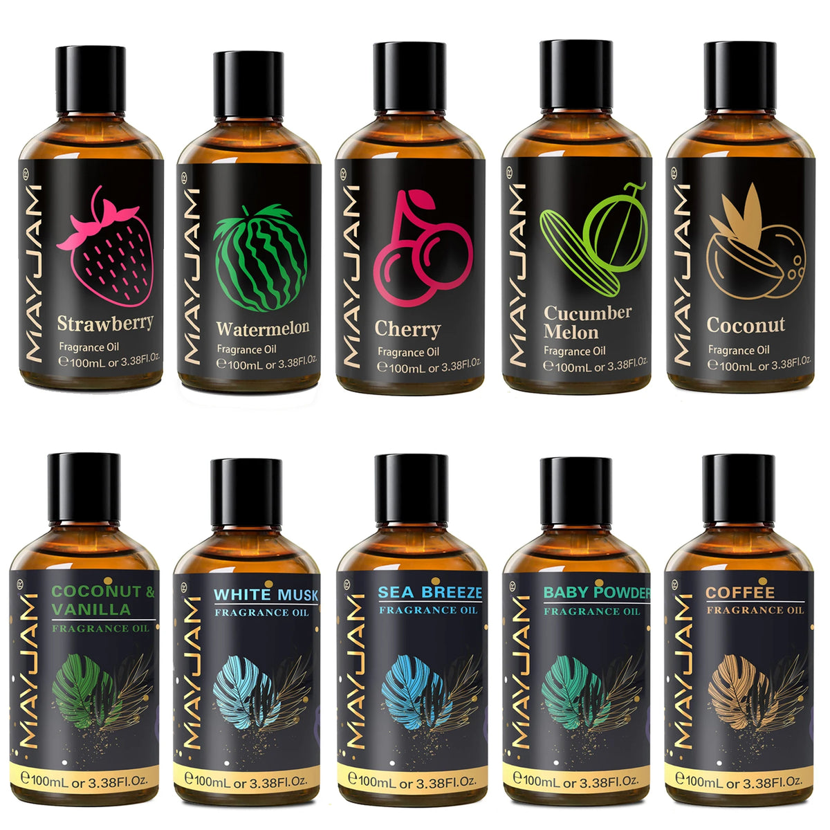 3.3 Oz. Fragrance Oil Coconut & Vanilla White Musk, Sea Breeze, Baby Powder, Dragons Blood, Sweet Tobacco, Freesia for Diffuser, Humidifier Strawberry, Watermelon, Cherry, Coconut, Cranberry, Fruit Essential Oil...