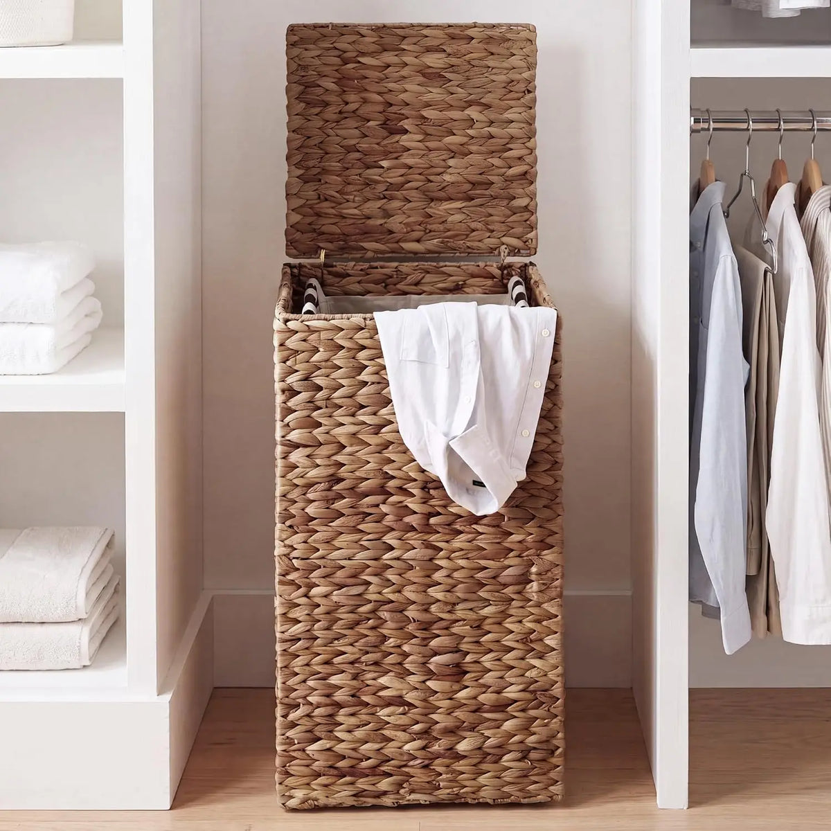 Small Laundry Hamper with Lid, Natural Handwoven, W/Removeable & Washable Liner Bag, P, 18 Gallon, 2 Colors....