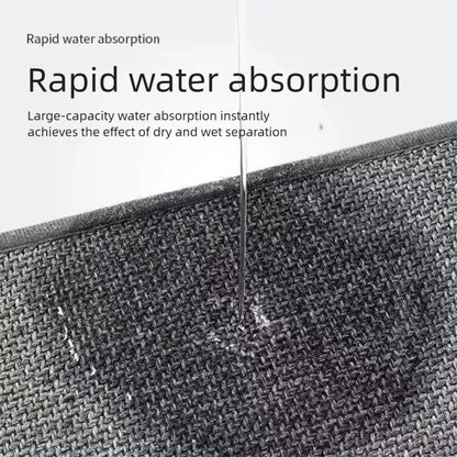 Square Bathroom Mat, Woven-Look Absorbent Rug with Non-Slip