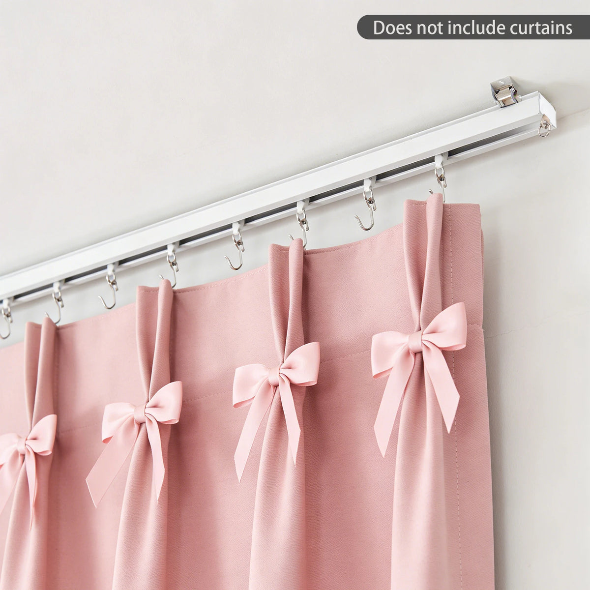 White Ceiling Mounted Curtain Track Kit, 9-12Ft Adjustable Aluminum Alloy Heavy Duty Curtain Rail With Rollers Hooks....