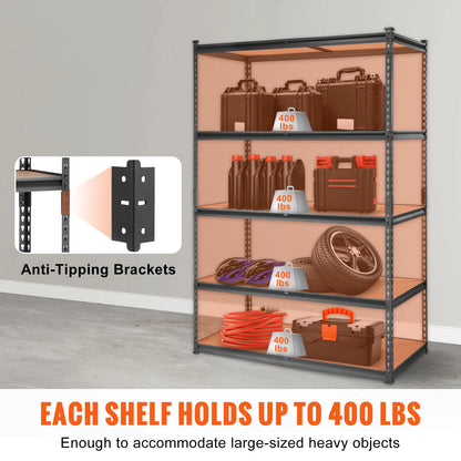 5 Layers Standing Storage Shelving Unit Heavy Duty Metal Rack