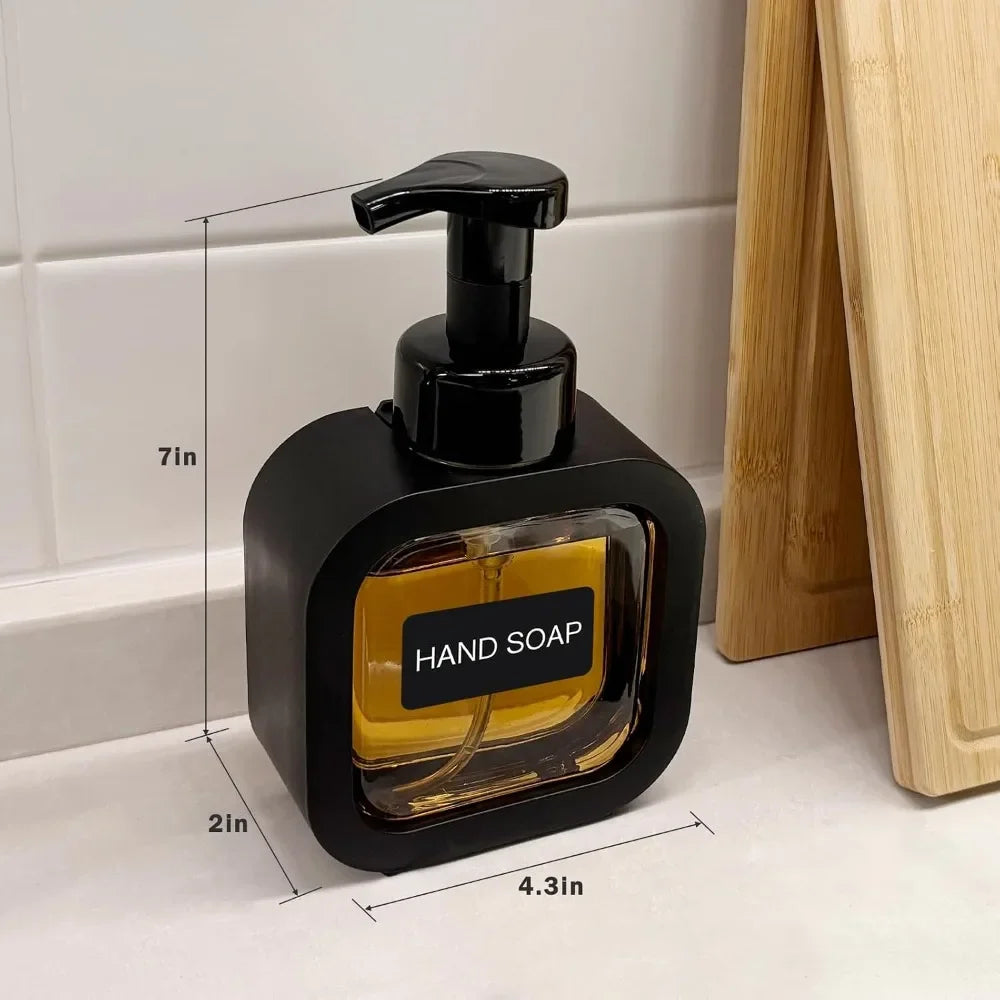Plastic Refillable Foaming Soap Dispenser 300ml with 8 Waterproof Labels...