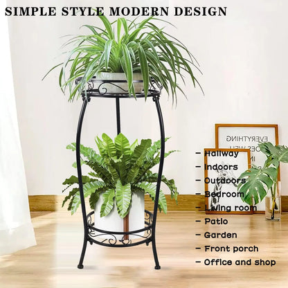 Metal Plant Stand Indoor Outdoor, 2 Tier 25" Tall, Heavy Duty Rustproof....