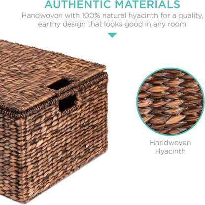 Set Of 3 X-Large Handwoven Rattan Wicker Storage Baskets...