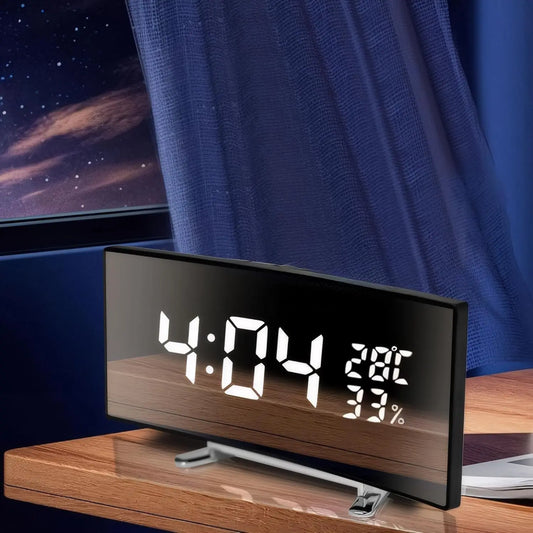 Alarm Clock With 6-inch Curved Large LED screen, temperature and humidity display, 4 Colors....