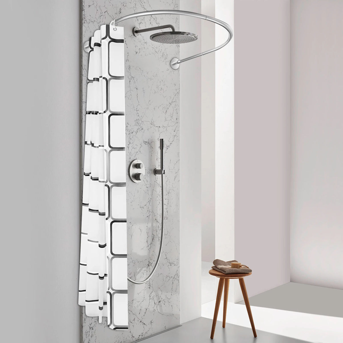 Stainless Steel U-Shaped Shower Curtain Rod Set, Retractable.....