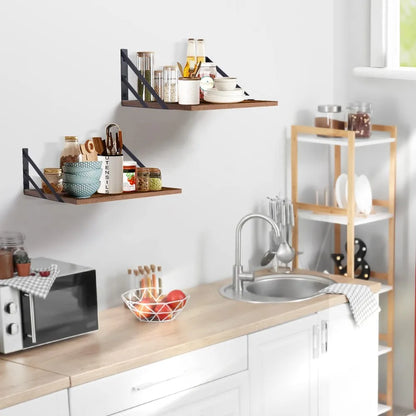 Set of 2 Floating Wooden Shelves, 15.7"W × 11.8"D