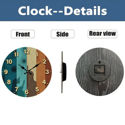 2D Flat. Wood Grain Theme Wall Clock 20.32/25.4/30.48/35.56 cm, AA Battery Not Included...