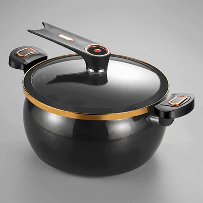 8L Large Black Enamel Micro Pressure Cooker, Non‑Stick, Glass Cover....