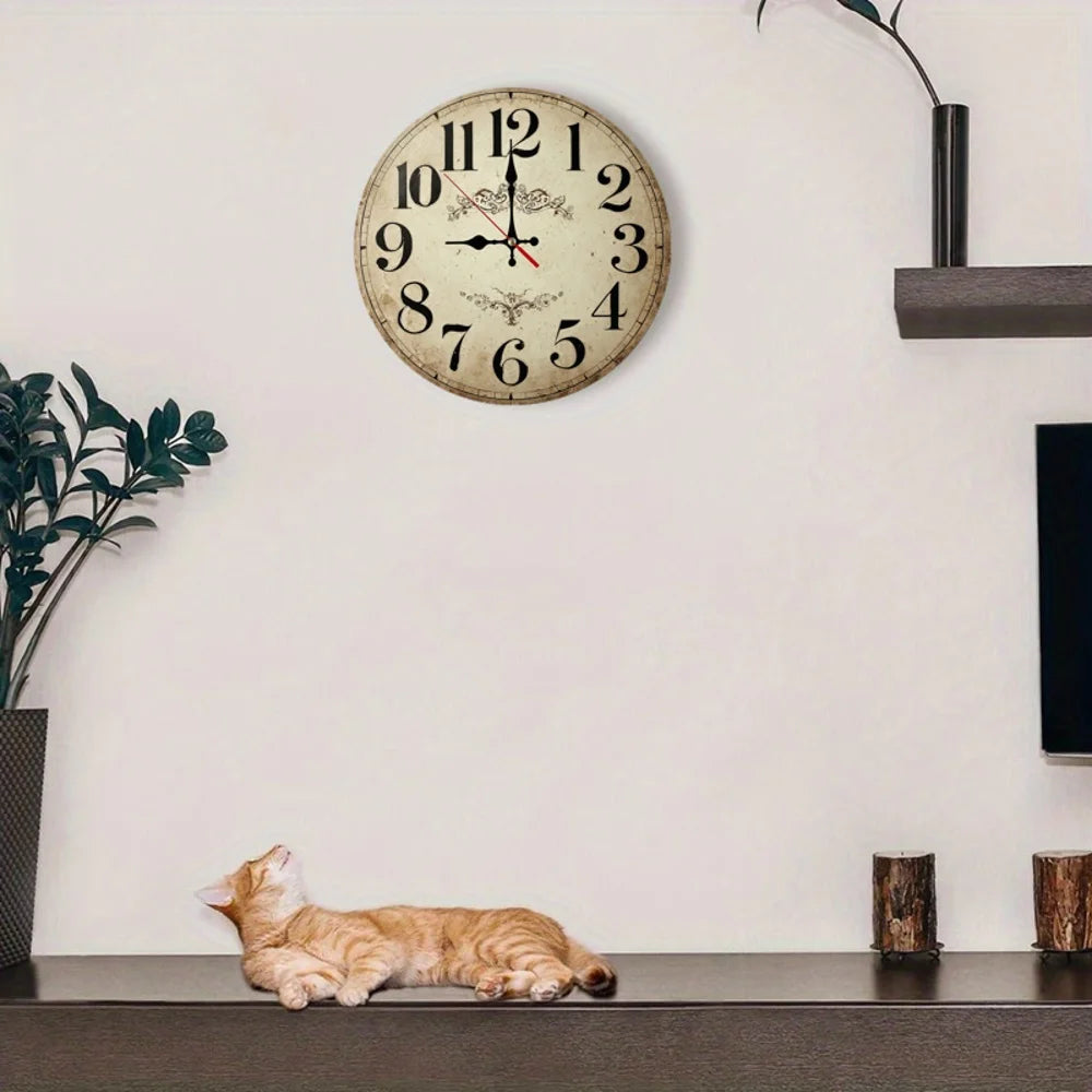 10-12 Inch Wooden Wall Clock, 2D Flat AA Battery Not Included....