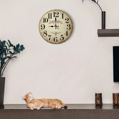 10-12 Inch Wooden Wall Clock, 2D Flat AA Battery Not Included....