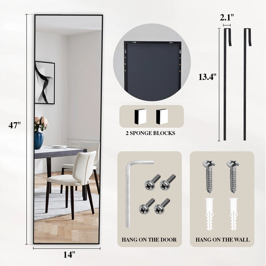 47x14 Inch Door Mirror Full Length, Aluminum Alloy Frame