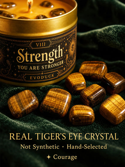 Strength Tarot Candle, Cedarwood Bergamot Scented .Tiger Eye Cristal. 1/2/3 Sets, for Meditation, Courage Confidence, 3 Oz.....