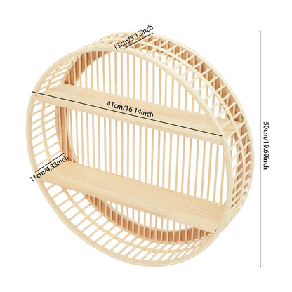 Wall Mounted Shelf, Handwoven Wicker, Natural Bamboo....