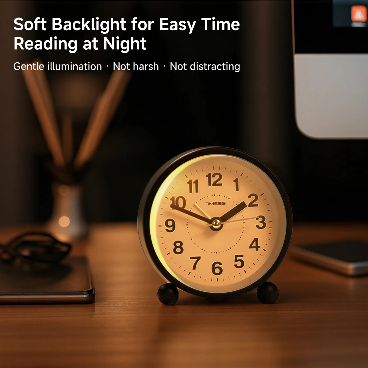 3.4 Inch Small Analog Alarm Clock, Silent Non-Ticking Clock with Loud Alarm, Battery Operated. 3 Colors....