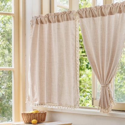 2 Panels Colorful Striped Short Sheer Kitchen Curtain with Rod Pocket, 2Sizes.....
