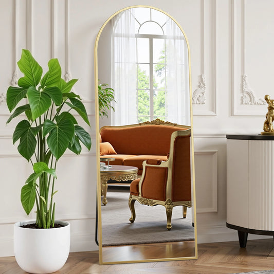 Full Length Mirror with Stand Tempered Glass Aluminum Frame, Standing or Wall Mount....