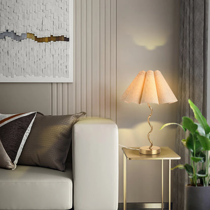 Gold, Scalloped Pleated Desk Lamps