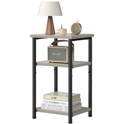 3 Tier  End Table Storage Shelf with Adjustable Feet