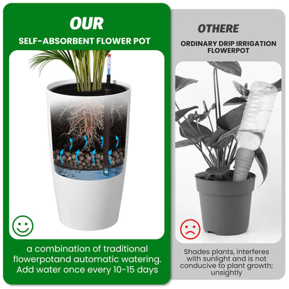 21.5 Inch Tall Self Watering Planters Set Of 2 With Water Level Indicator....