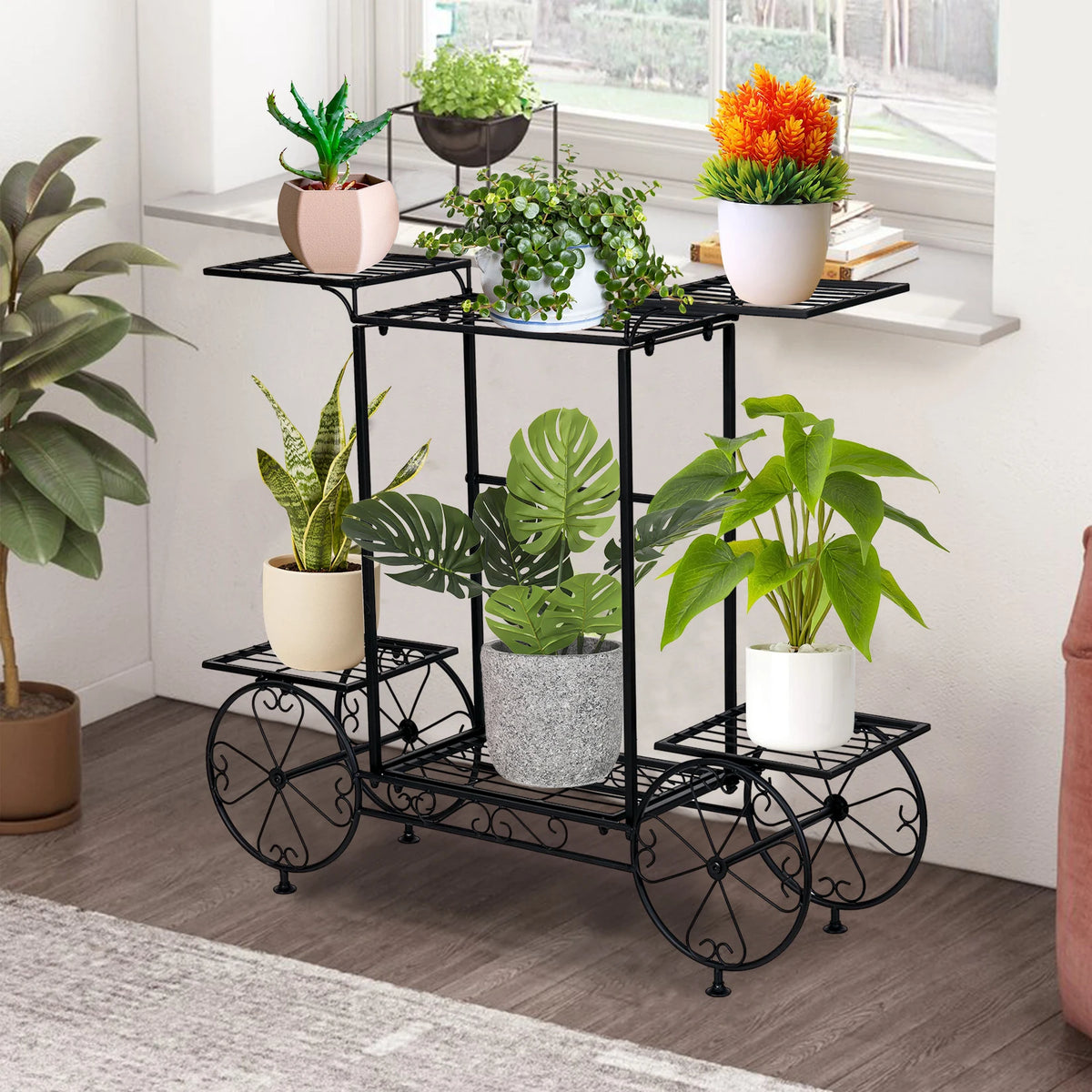 Metal Garden Cart Stand Flower Pot Holder....