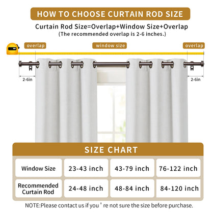 5/8 Inch Diameter Single Window Drapery Curtain Rod Set 5 Colors, 28 to 120 Inches.....