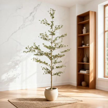 Artificial Black Olive Tree with Black Plastic Pot, Realistic Tall  Indoor