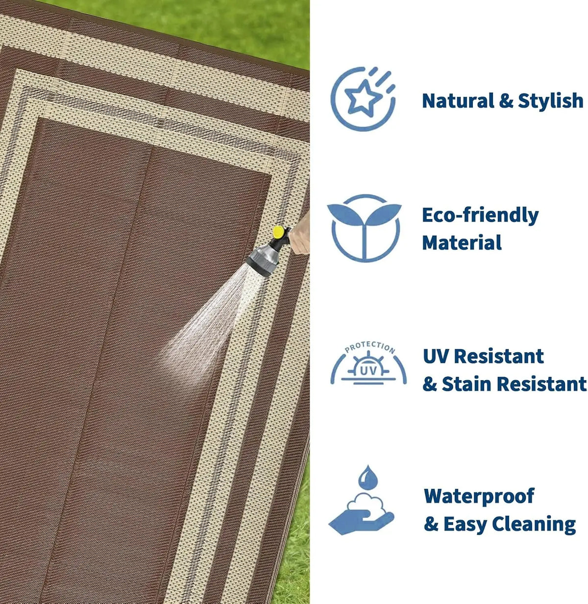 9x18FT Rug Washable Foldable Indoor Outdoor