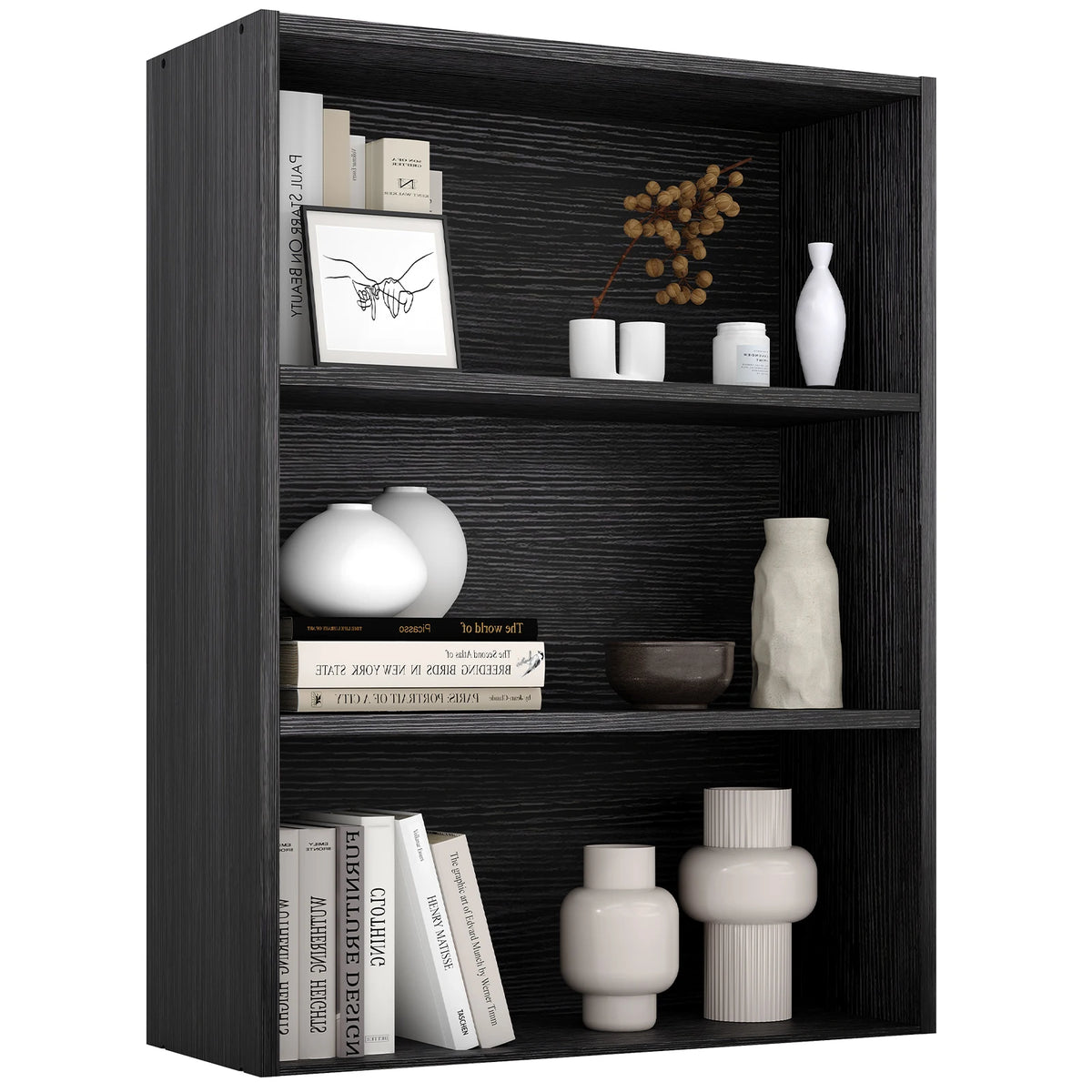 3-4 Tier Wooden Shelf Bookcase Tall Floor Standing