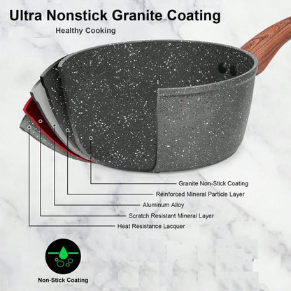 11 Piece Granite Pots And Pans Cookware Set...