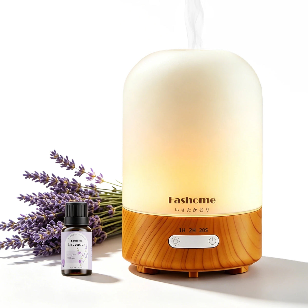 Essential Oil Diffuser, Ultrasonic Humidifier, Hand Blown Glass, Auto Shut-Off, 3 Modes White Lights, 3.3 Oz.3 Color.....
