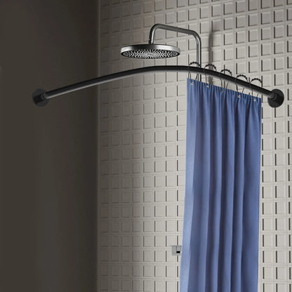 Stainless Steel Shower Curtain Rail L Shape No Drilling Rail Corner, Telescopic Rod with Shower Curtain Rings.....
