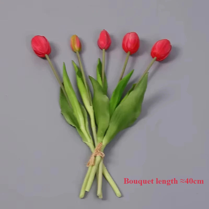 5pcs Artificial Flowers Soft Tulip  Real Touch