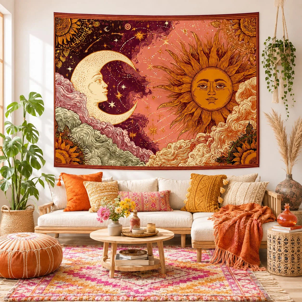 Sun and Moon Tapestry, Wall Hanging Wall Art, 7 Sizes.....