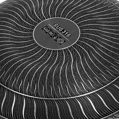 12.59In Stainless Steel Nonstick Skillet, Wok, Honeycomb Texture  Visible Glass Lid Included....