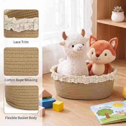 Set Of 4 Cotton Rope Storage Baskets Woven, Easter Gift....