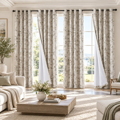4 Panels, 4color Set Floral Print Blackout Curtains, Grommet Eyelet Energy, 4Sizes
