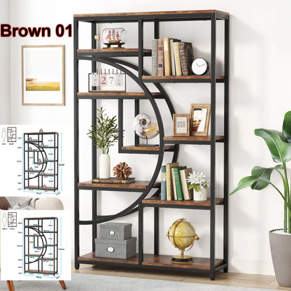 Bookshelf, 5 Tier Etagere Bookcase, Freestanding, 11.81"D x 37.4"W x 68.89"H