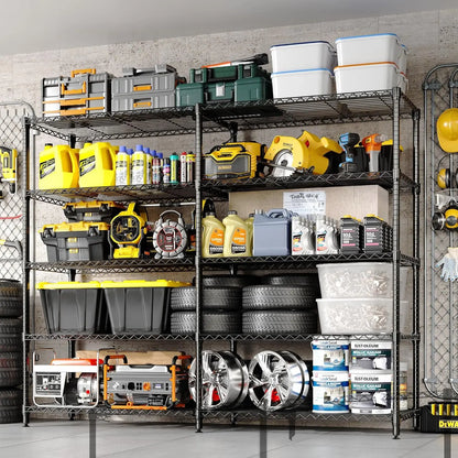 59" W Wire Shelving Unit, 1060LBS 5-Tier Metal Storage, 4 Locking Casters, Adjustable 70.5"H x 13.8"D