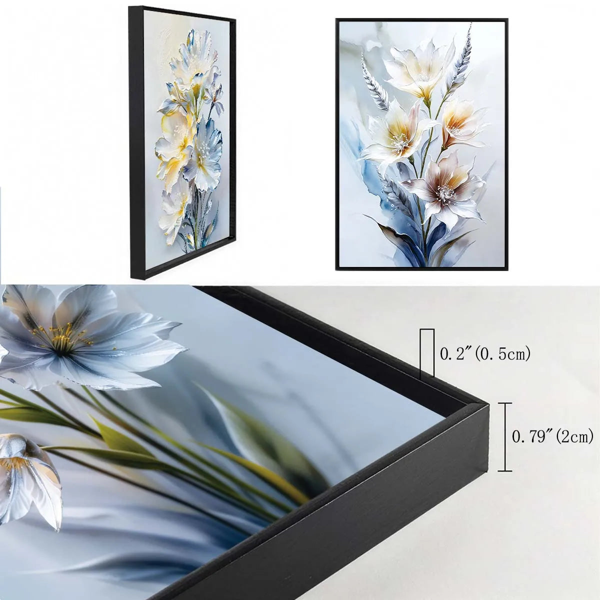 3 Panel 3D Textured Floral Wall Art, 16x24 Inch Embossed Flower Framed Wall Prints.....