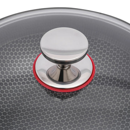 PFAS PFOA Lead Cadmium Free Stainless Steel Nonstick Skillet, Honeycomb Texture 12.59In Visible Glass Lid Included....