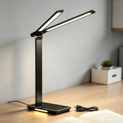 Double Head LED Desk Lamp 13W USB Power 88 LEDs Foldable Reading Light 5 Color Modes Dimmable Adjustable