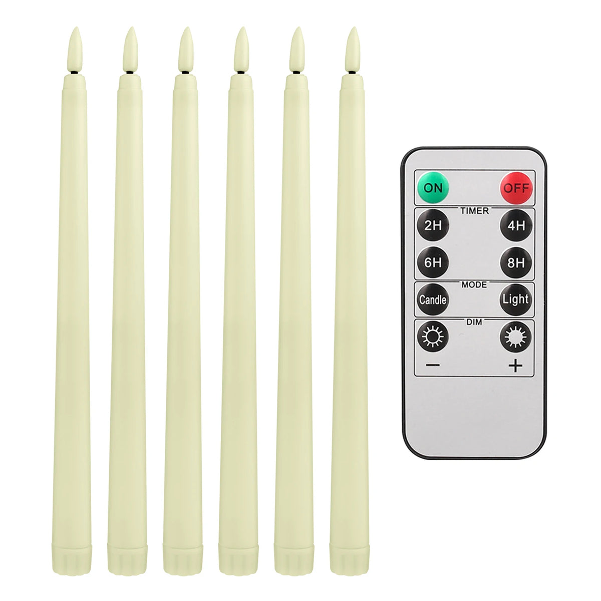 12/6 PCS. Flameless Taper Candles with Remote Control Flickering LED Candles, White, Cream Takes 2 AAA Battery's