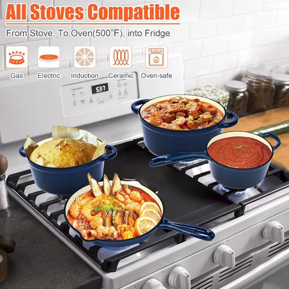 7 pc Enameled Cast Iron Cookware Set....