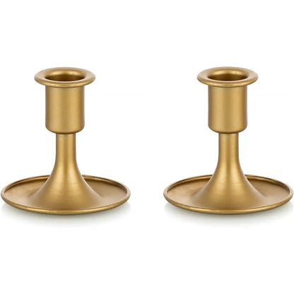 Set of 2 Gold Taper Candle Holders, 3.3 In High B 3.2 Wide.....