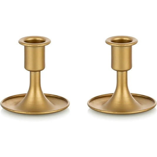 Set of 2 Gold Taper Candle Holders, 3.3 In High B 3.2 Wide.....