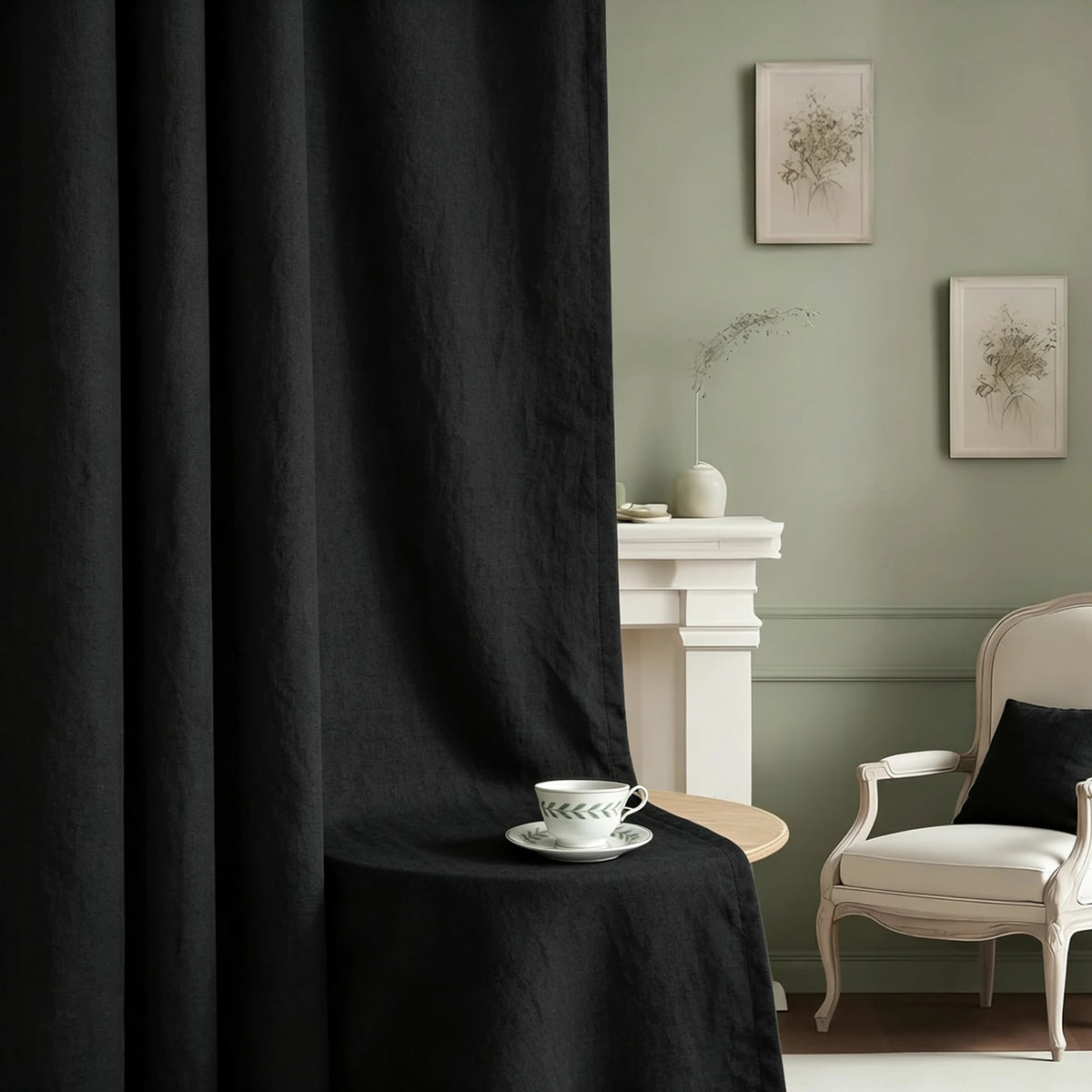 Black 4 Panels, Grommet Top Curtain, Blackout Waterproof Black Inside Coating for Bedroom Living Room, 6 Sizes......