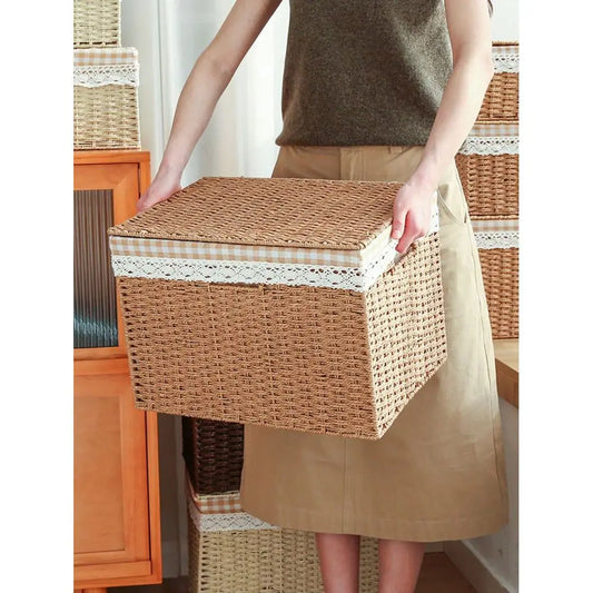 1pc Handmade Woven Rattan Wicker Storage Box Bohemian Style....