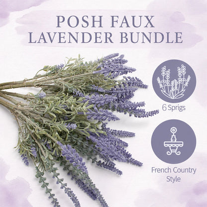 6 Bundles Artificial Lavender Flowers UV-Resistant