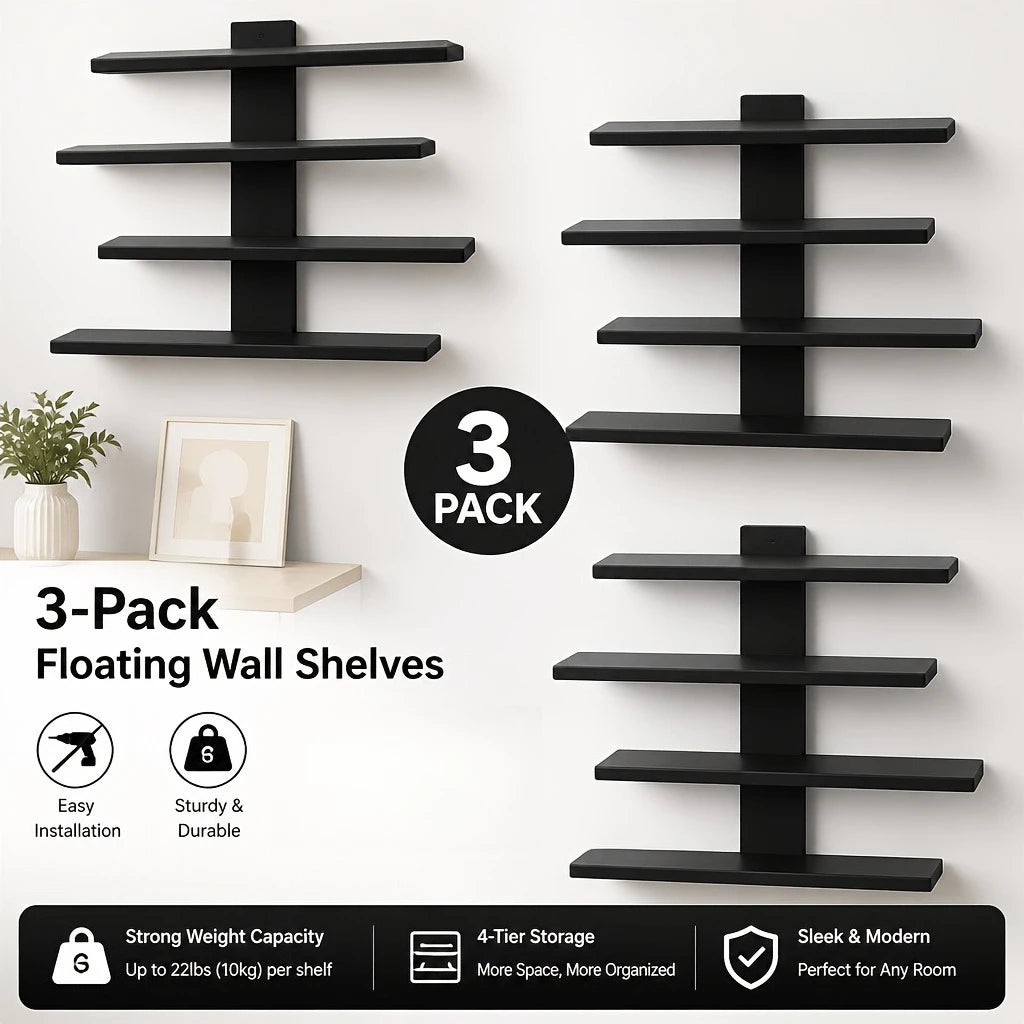 10-piece Plastic set of floating wall racks, multi-tiered